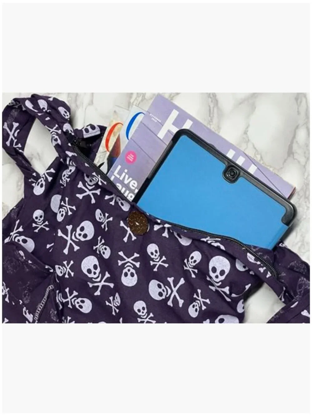 Cotton Skull Print Crossbody Hobo Bag Medium 33 Inches